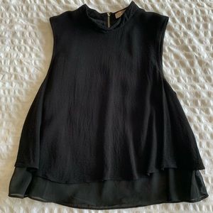 Cropped Black Flowy Blouse